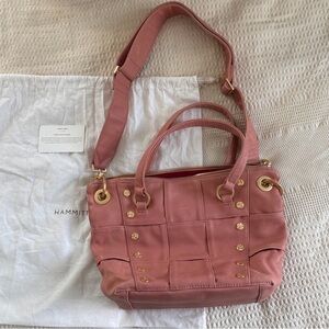 Hammitt Sorbet Pink Shoulder Bag (Daniel) with Brushed Gold Accents